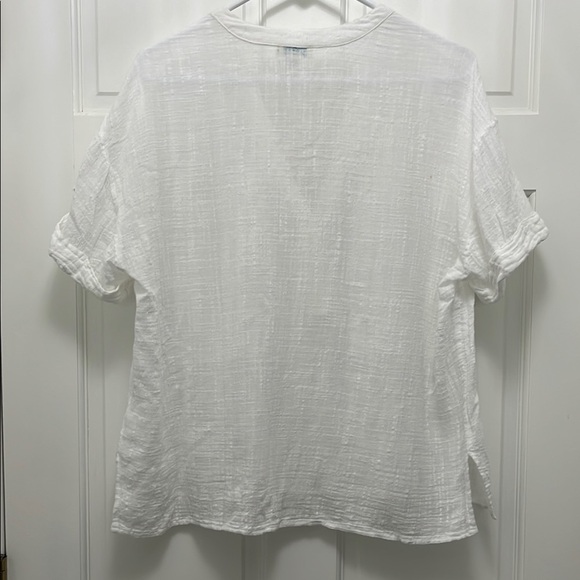 Sundance White Textured Cotton Blend Oversized Short Sleeve Top - Size XS - Picture 10 of 14